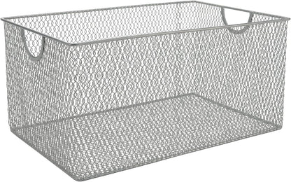 YBM HOME Kitchen Pantry Organizer Wire Basket for Shelves, Cabinets, Pantry, Countertop, Mesh Open Storage Bin Metal Basket for Organizing Food Supplies 12 x 7.8 x 5.8
