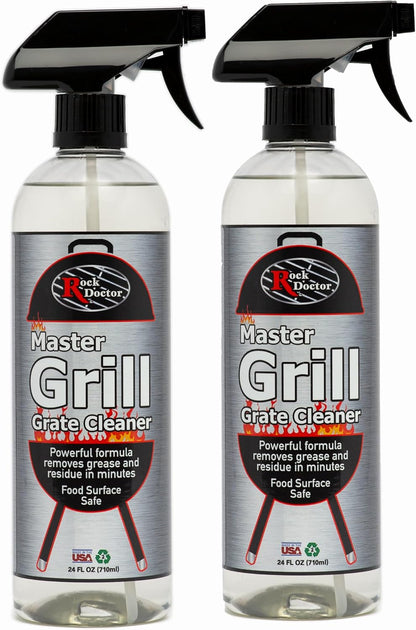 Rock Doctor Grill & Grate Cleaner 24oz. 2-Pk Food Surface Safe, Powerful Foaming Action, No Fumes, Fast Acting Formula Removes Grease, Grime
