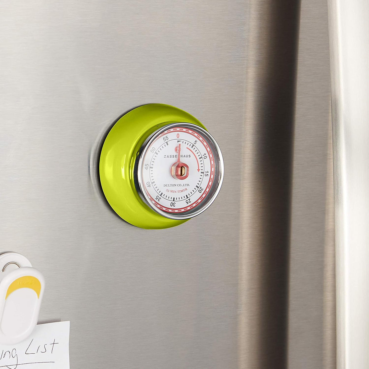 Zassenhaus Magnetic Retro Kitchen Timer, Classic Mechanical Cooking Timer (Yellow)