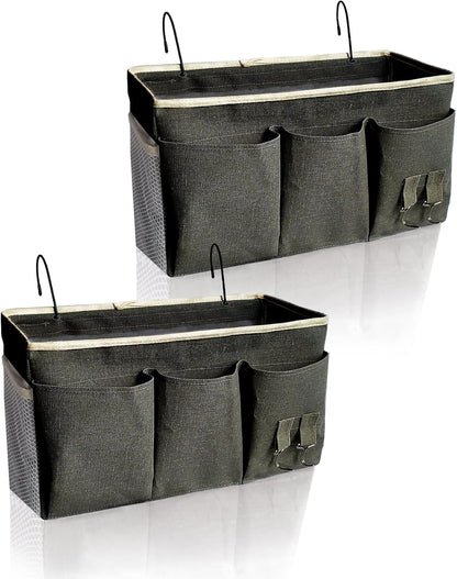 Bedside Caddy/Hanging basket Storage Organizer Bag for Bunk and Hospital Beds,College Dorm Bed，Can be Placed Glasses Books Mobile Phones (Grey 1)