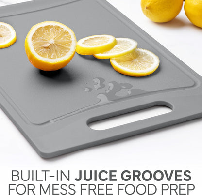 COOK WITH COLOR Non-Slip Cutting Board Set – Kitchen Essentials with Easy Grip Handle for Meat, Veggies, and Fruits, 3 Cutting Boards, Speckled White