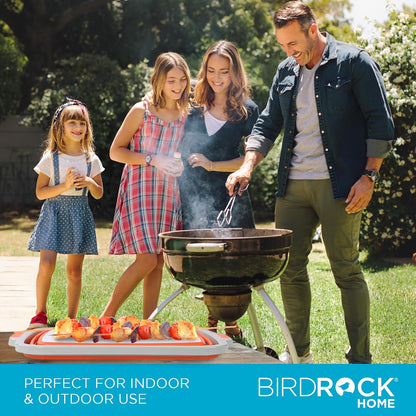 BIRDROCK HOME Collapsible Large BBQ Prep Tub w/Cutting Board, Multi-Function Grill Caddy w/Colander & Lid, Portable Silicone Dish Bowl for Picnic, Tailgate, Camping - Black
