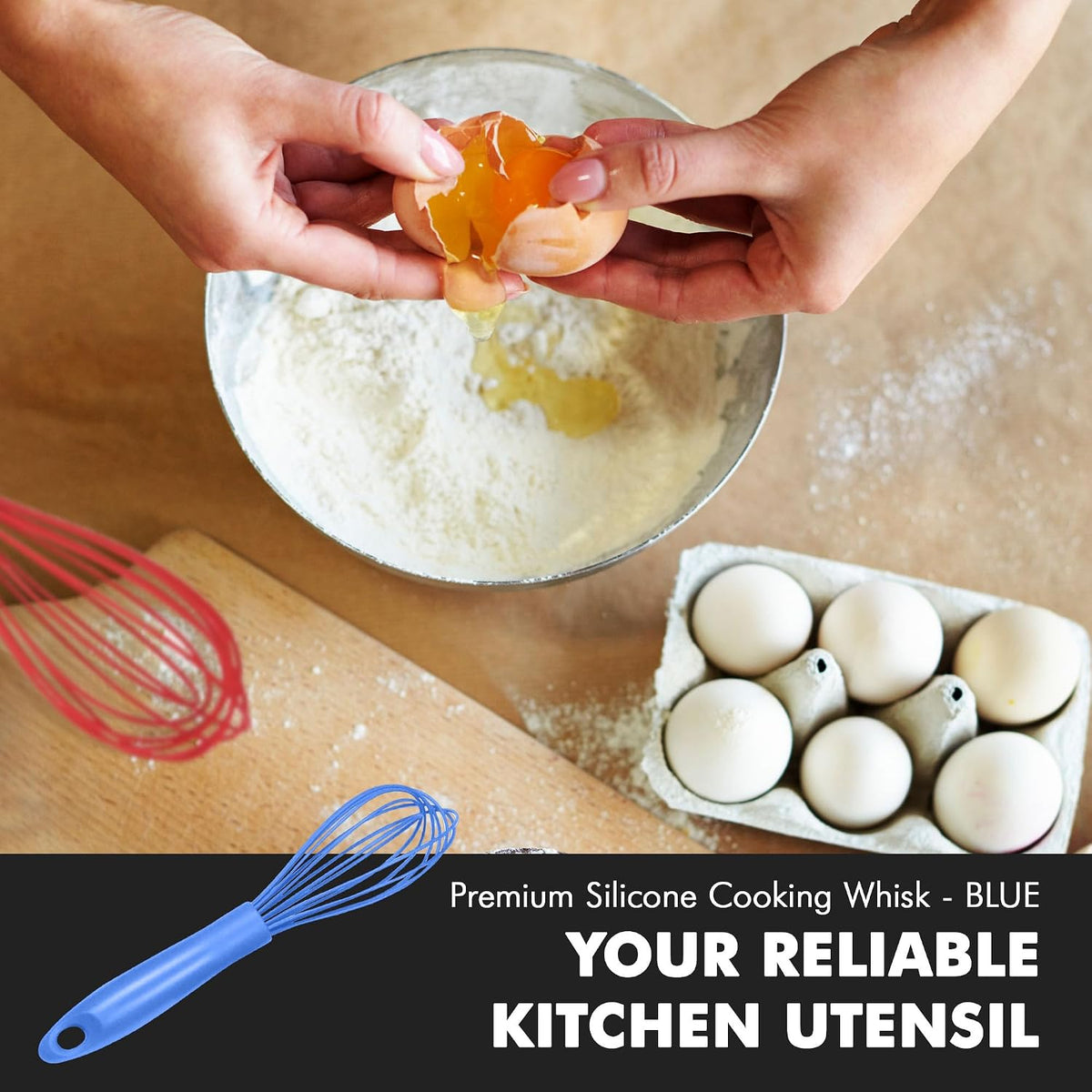 Chef Craft Premium Silicone Wire Cooking Whisk, 10.5 Inch, Red