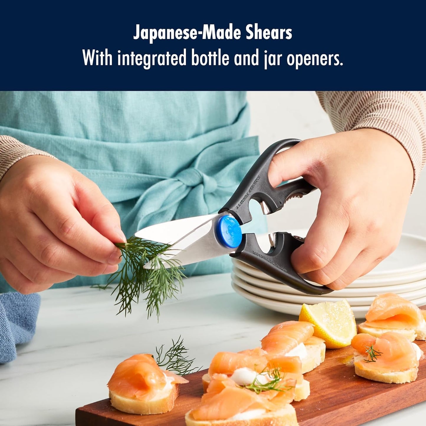 HENCKELS Kitchen Shears, Made in Japan, Kitchen Scissors, Multi-Purpose Scissors with Stainless Steel Blades, Built-In Bottle Opener & Soft Grip – Dishwasher Safe