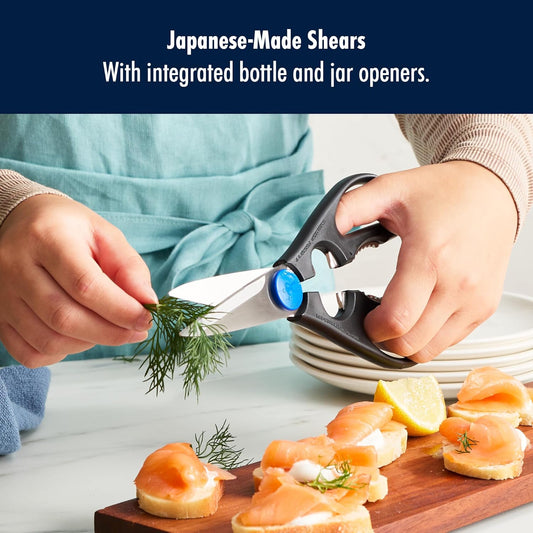 HENCKELS Kitchen Shears, Made in Japan, Kitchen Scissors, Multi-Purpose Scissors with Stainless Steel Blades, Built-In Bottle Opener & Soft Grip – Dishwasher Safe