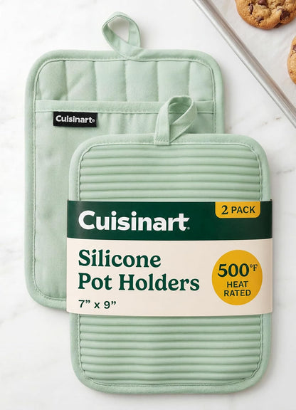 Cuisinart Silicone Pot Holders, Set of 2 7"x9", Heat Resistant 500F