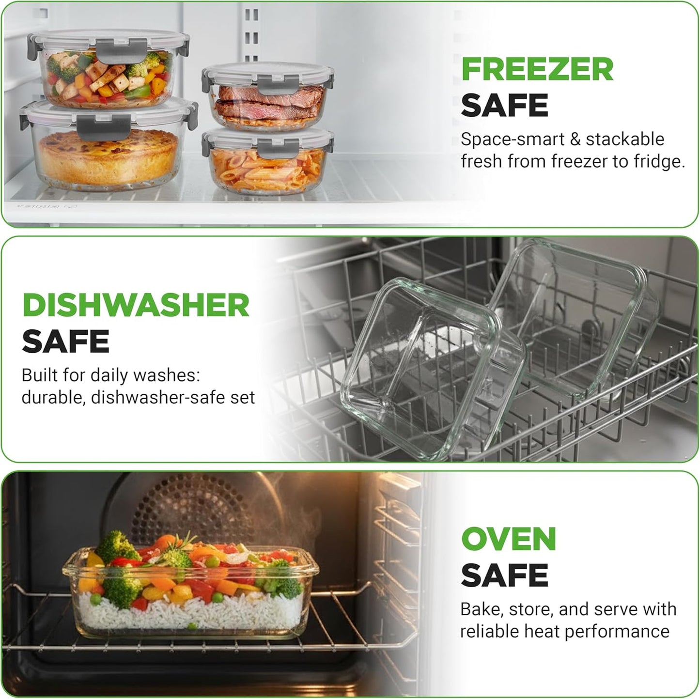 NutriChef 24pcs Glass Food Storage Containers, (12 Stackable Heavy Duty Meal Prep Containers w/ 12 Airtight Lids), Microwave, Freezer, & Dishwasher Safe for Food, Snacks, Fruit & More, (Gray)