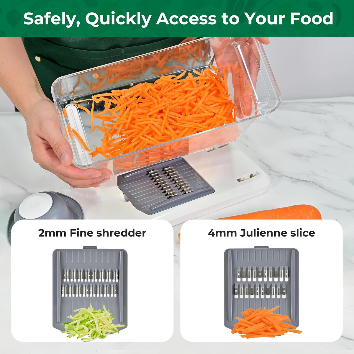 SUSTEAS Vegetable Chopper Mandoline Slicer, 6 Blade Chopper, 10-in-1 Gray