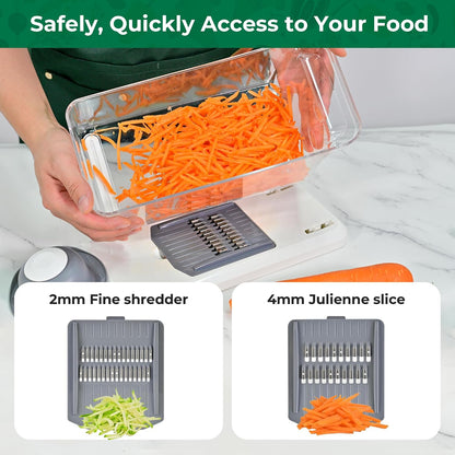 SUSTEAS Vegetable Chopper Mandoline Slicer, 6 Blade Chopper, 10-in-1 Gray