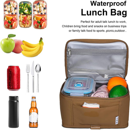 NOL Mini Insulated Lunch Bag for Women Men Kids | Small Leakproof Reusable Lunch Tote | Fits 6 Cans 330ml | Thermal Cooler for Work School Picnic Camping, Navy blue