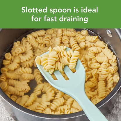 Tovolo Elements Silicone Spoon Set of 2 Mixing and Slotted Spoon Bundle for Non Stick Cooking Mixing Serving, Dishwasher Safe Heat Resistant Slotted Spoon and Mixing Serving Spoon, Oatmeal