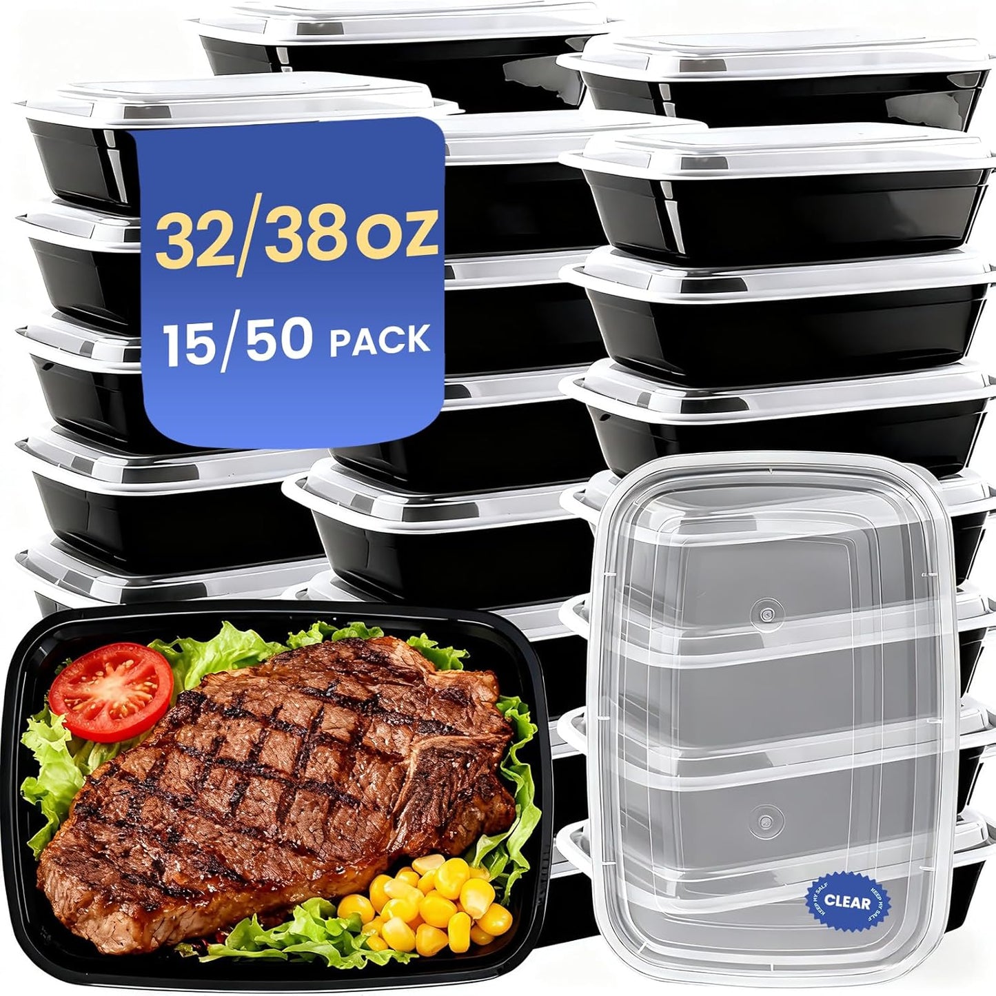 32oz 10 Pack Meal Prep Containers, BPA-Free Microwave Freezer Dishwasher Safe To Go Food Containers, Disposable Food Storage Containers with Lids, Leakproof Food Prep Containers with Lids