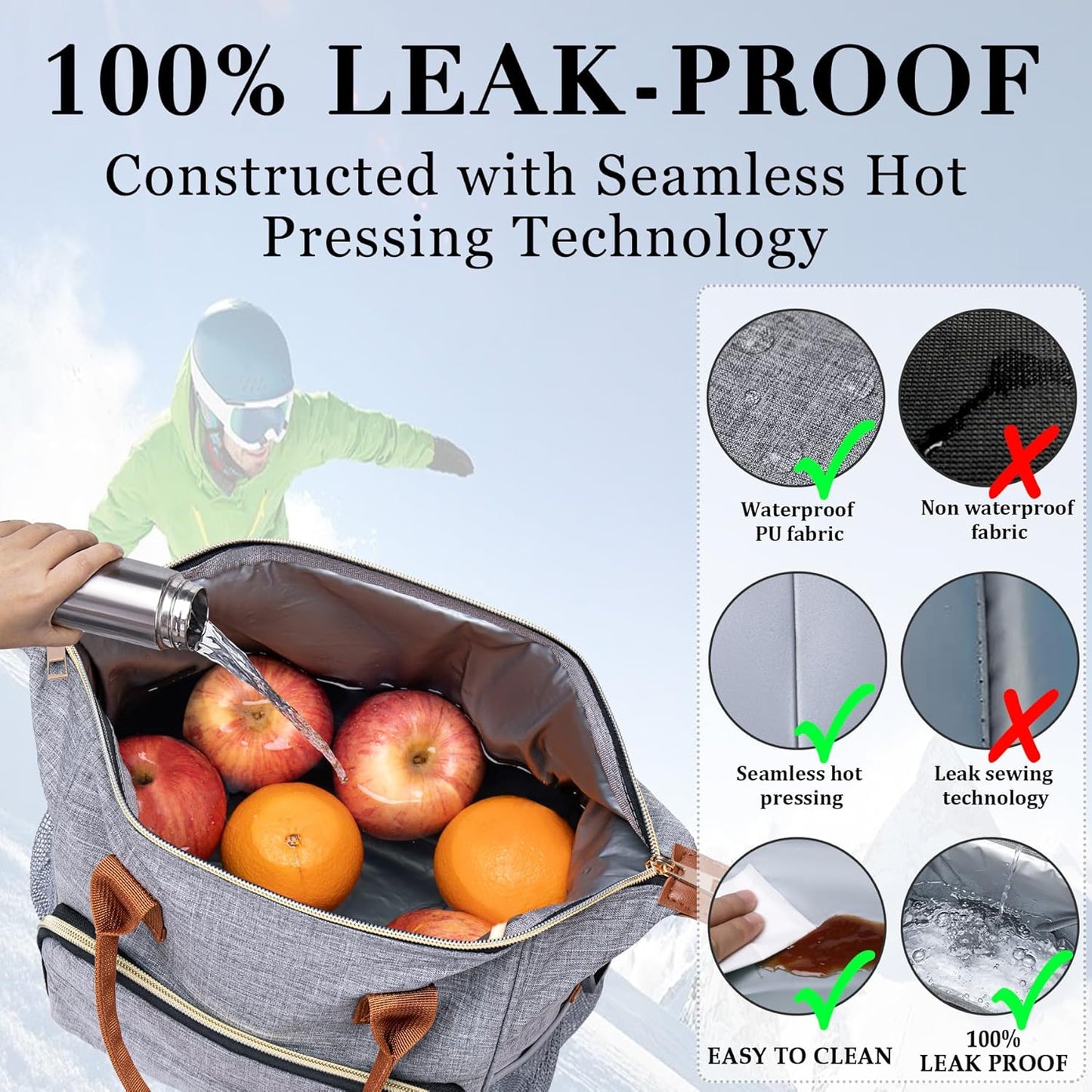 TuErCao Small Lunch Bag Lightweight Insulated Lunch Box for Women Work Portable Soft Cooler for Picnic Travel Road Trips, Loncheras para Mujer, Black