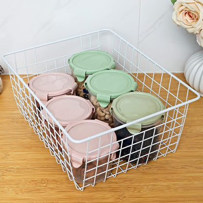 11" Upright Freezer Storage Baskets, Black Wire Storage Bins Small Bakset for Freezer, Pantry, Bathroom Organizing, Set of 2