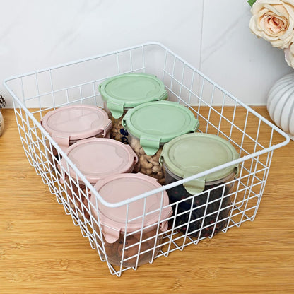 11" Upright Freezer Storage Baskets, Black Wire Storage Bins Small Bakset for Freezer, Pantry, Bathroom Organizing, Set of 2