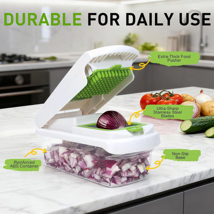 Mandoline Slicer for Kitchen, Vegetable Chopper & Dicer, Professional Food Slicer with Stainless Steel Blades, Safe Veggie Chopper for Onion Potato Carrot Fruit, Easy to Clean
