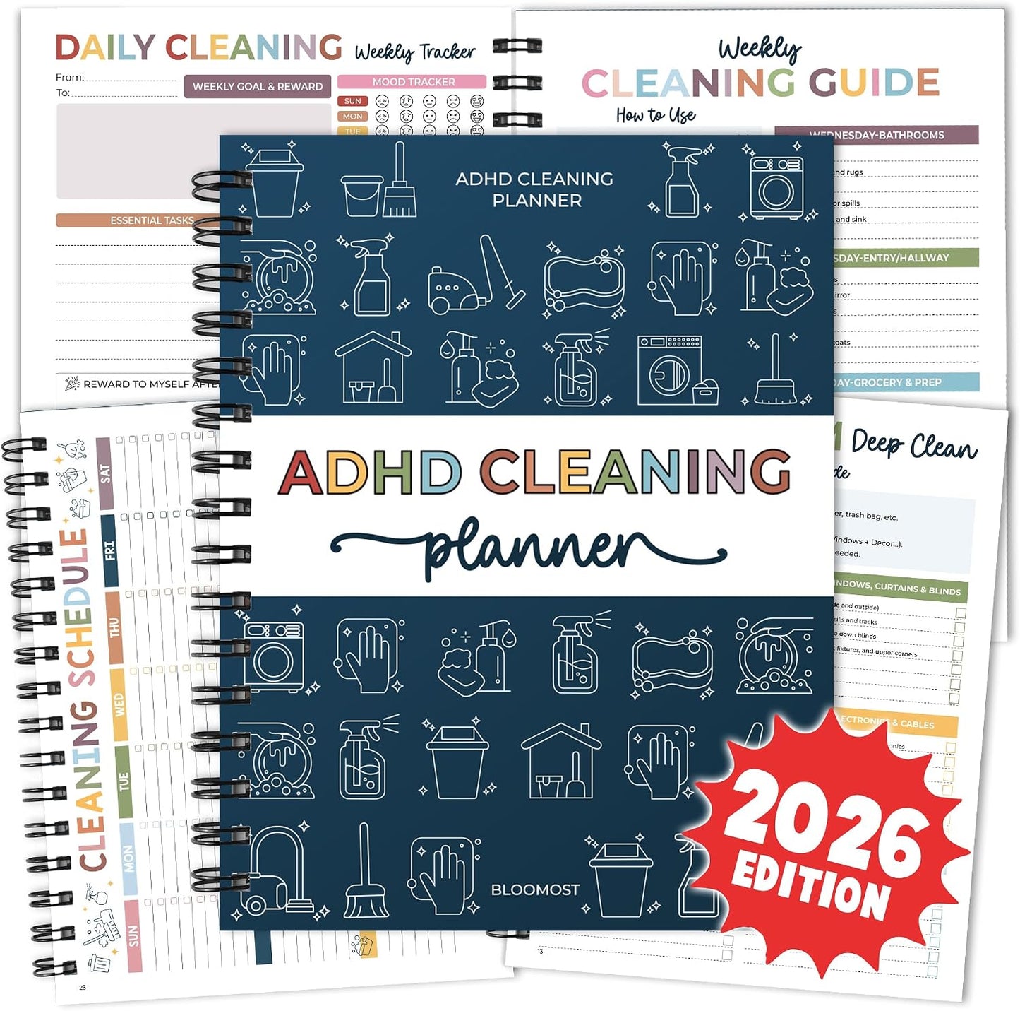 Magnetic Cleaning Schedule and Checklist Dry Erase Board - Reusable Cleaning Schedule for Home, Kitchen & Bathroom | Weekly & Monthly Chore Chart for Adults, Strong Magnet, Easy Erase