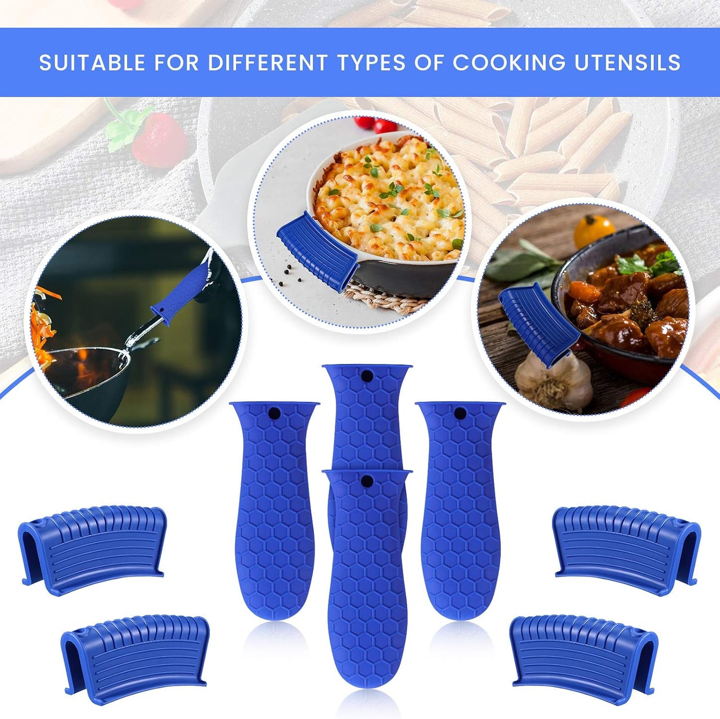 Patelai 8Pcs Silicone Cast Iron Handle Cover,Black