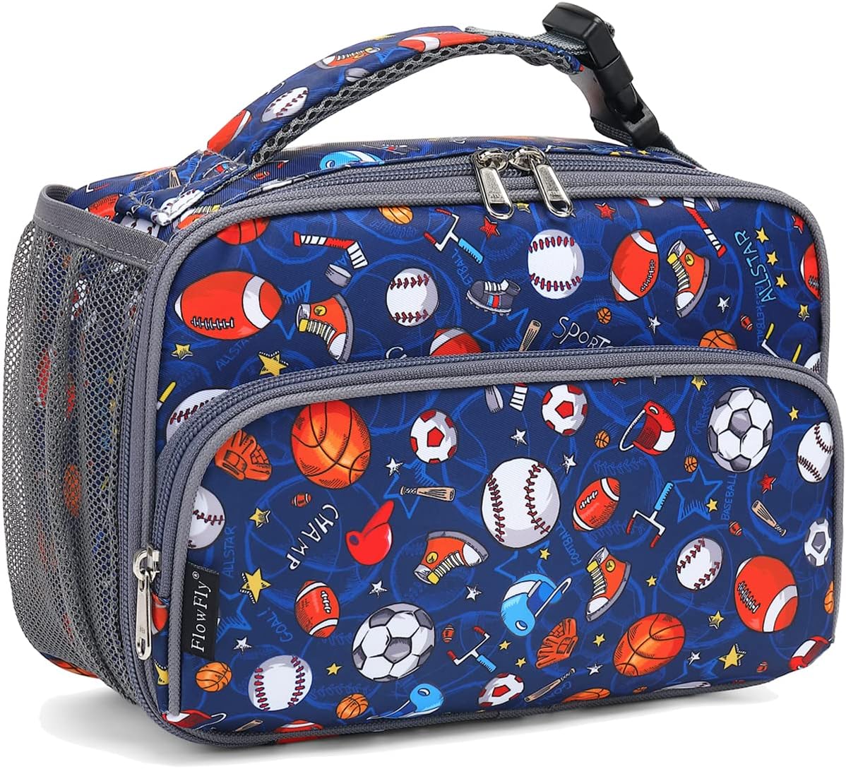 FlowFly Kids Lunch box Insulated Soft Bag Mini Cooler Back to School Thermal Meal Tote Kit for Girls, Boys, Astronaut - Colors A