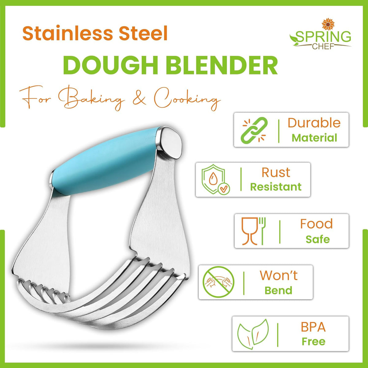 Spring Chef XL Pastry Blender, Durable Dough Blender For Baking - Black