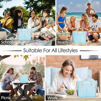 MAXTOP Lunch Bag Women for Work Insulated Thermal Lunch Box for Men with Wide-Open Pocket Reusable Leakproof Cooler Bags with Removable Shoulder Strap for Teacher Nurse Office Picnic Travel Black