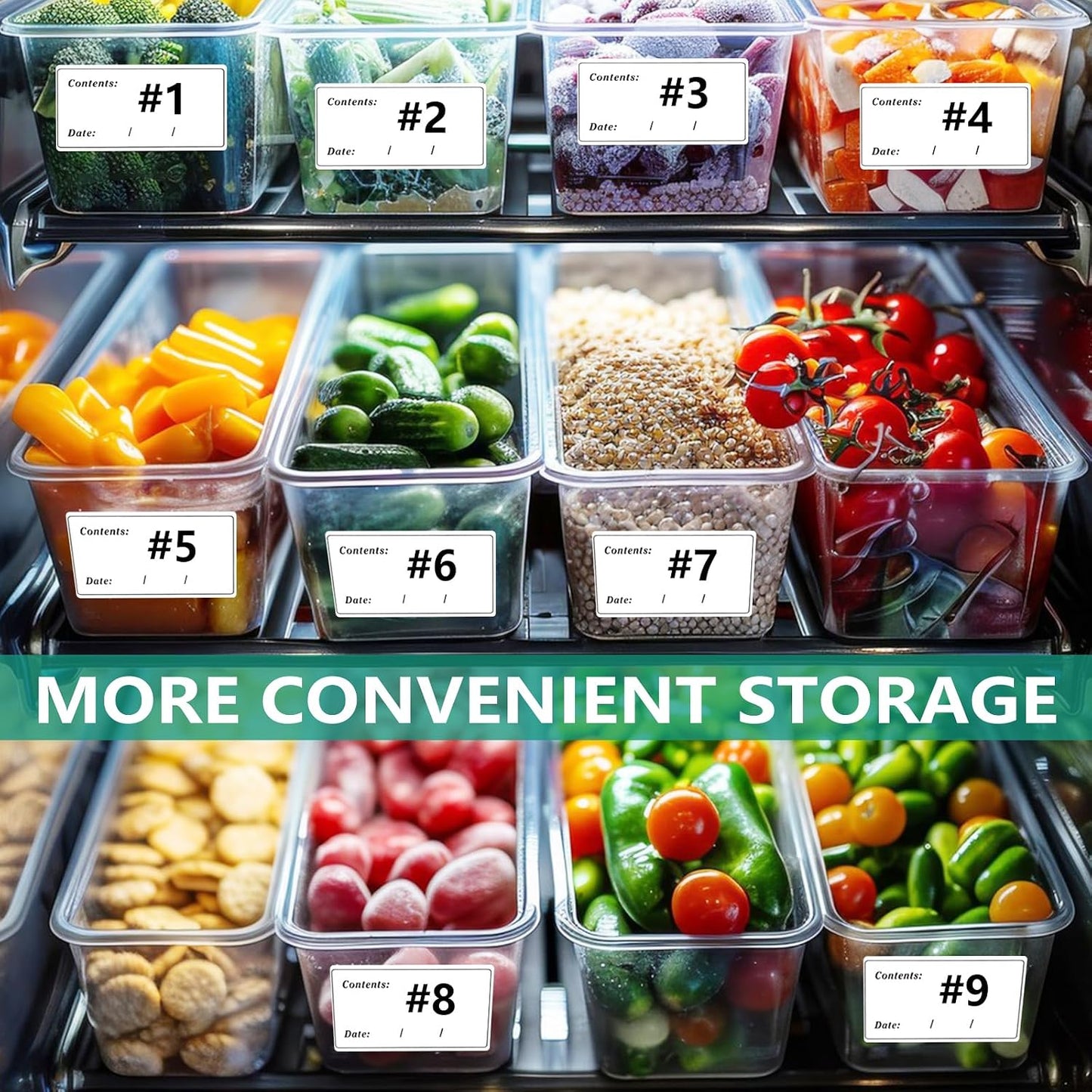 2.4" x 1.2" Removable Food Labels for Freezer Storage, Date Content Stickers to Write On for Home Kitchen Office Use, 200 Pcs
