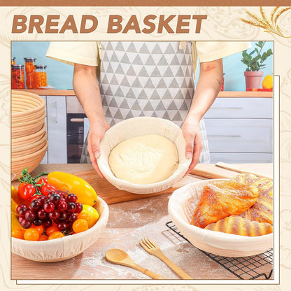 Gejoy 8 Pack 10 Inch Oval Banneton Bread Proofing Basket for Bakers