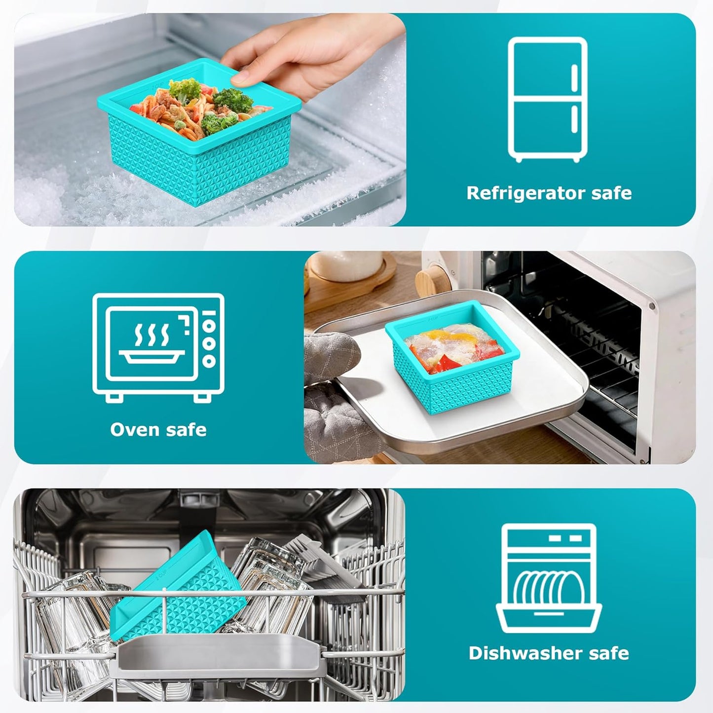 6 Pack-Silicone Freezer Tray with Lid-Stackable Soup Freezer Container Molds,2-Cup Ice Cube Trays for Perfect Portion Control,Food Storage & Meal Prep,Oven & Dishwasher Safe