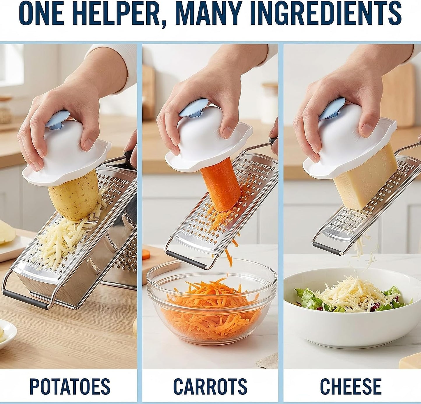 Blue Food Safety Holder for Mandolin Slicer or Grater,Finger Anti-Cut Protectors for Vegetable,Peelers and, Food Cutter Finger Guard for Mandoline Slicer Grater Cutting