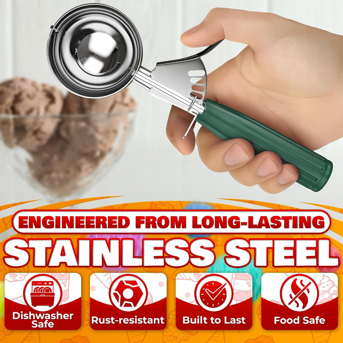 Cookie Scoops for Baking, Stainless Steel in #16, #20, #30