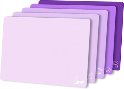 ZVP Flexible Plastic Cutting Board Set of 5 Gradient Color, Colorful Chopping Boards, BPA Free Mats, Non-Slip, Dishwasher Safe, 15x12 Inch, Gray Neutral Colors