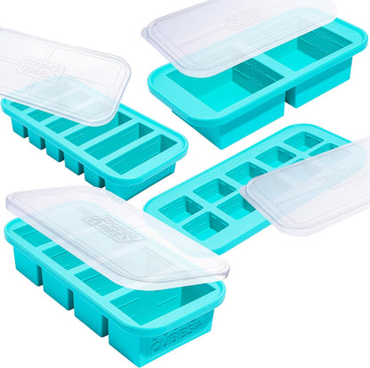 Souper Cubes Silicone Freezer Molds Gift Set, Kale | 2 Tbsp, 1/2 Cup, 1 Cup and 2 Cup Silicone Molds for Food Set, Perfect for Freezing Soup, Grains, Proteins, Herbs and More