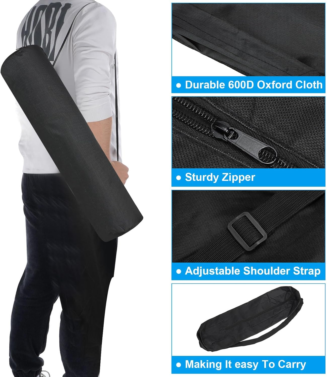 PATIKIL 32x4x4 Inch Grill Storage Tool Bag, Grilling Tools BBQ Bag for Grill Utensil Storage 600D Oxford Foldable Tripod Carry Bag with Adjustable Shoulder Strap for Outdoor Camping