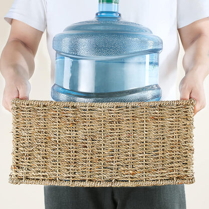 HOONEX Water Hyacinth Storage Baskets, Wicker Baskets for Storage, Hand Woven Baskets with Carry Handles, Set of 2, Natural