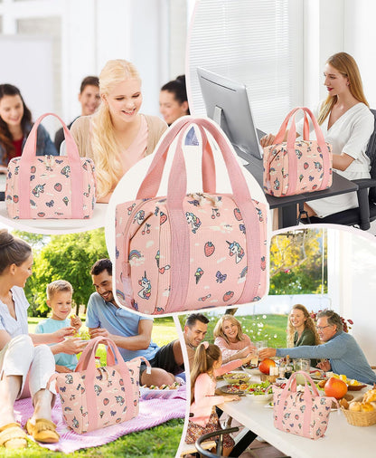 HowFly Lunch Bag Women Lunch Box for Women Cute Corduroy Insulated Lunch Bag Adult Large Cooler Lunch Tote Bags for Work Picnic Beach, Blue