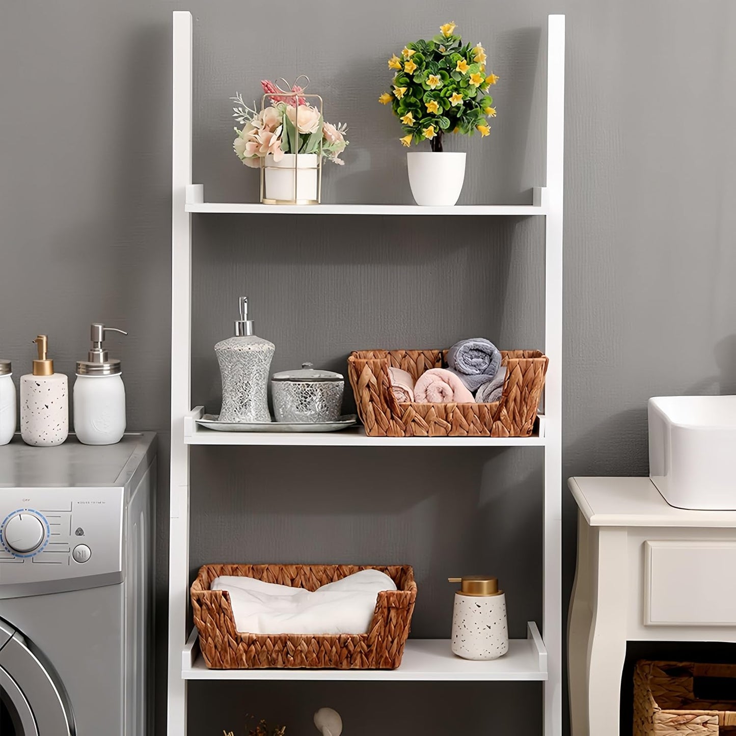 Wicker Storage Baskets,Open Front Storage Baskets with Built-in Handles, Pantry Storage Bins for Kitchen, Bedroom, Bathroom, Home Decor-2 Pack