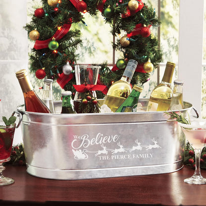Let's Make Memories Personalized Beverage Tub - Custom Beverage Tub - Customize With Name & initial - Galvanized Drink Tub - 20 ¾"L x 11 ¾"W x 7" H - 5.5 Gallons