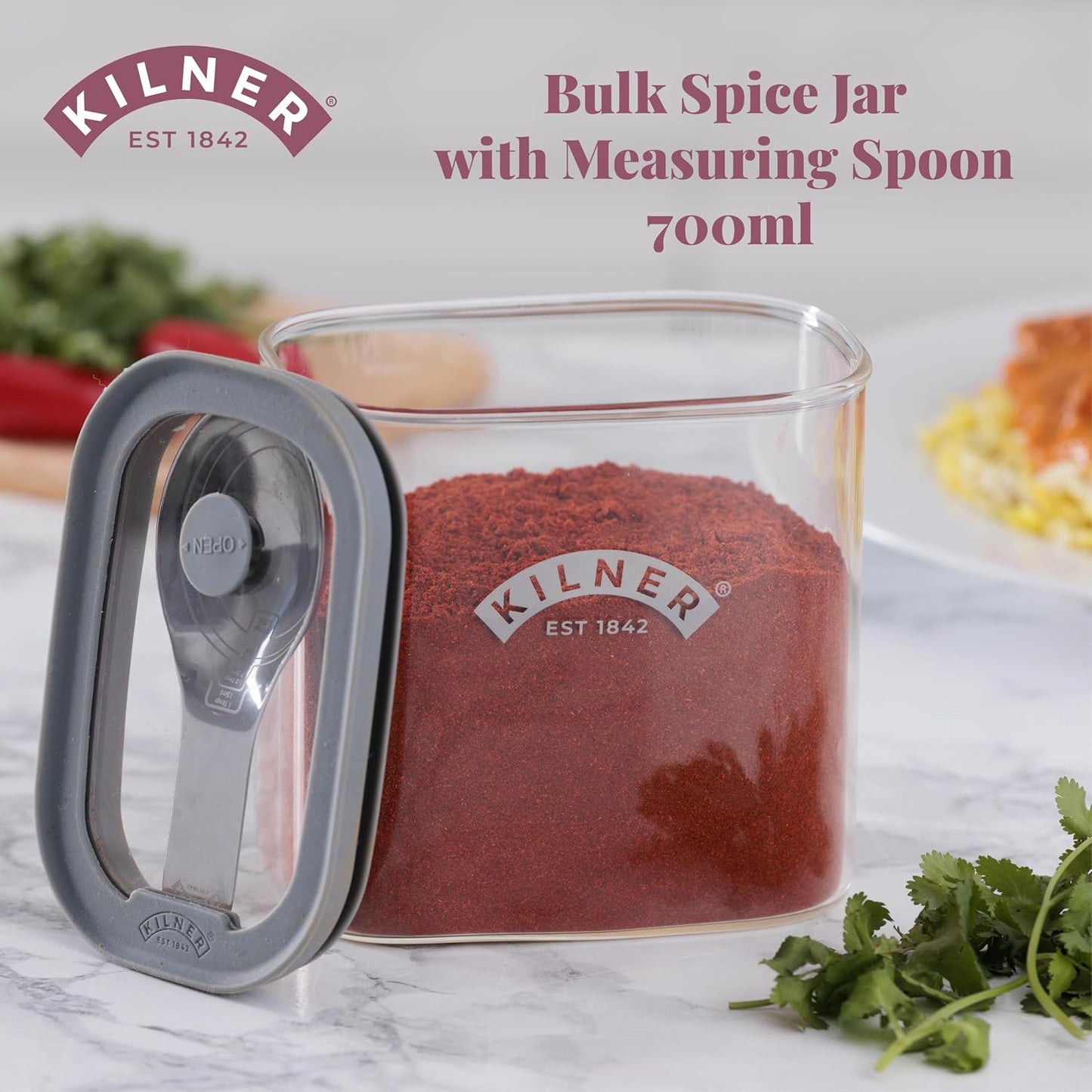 Kilner 3 Litre Glass Cereal Dispenser | Storage Jar with Airtight Glass & Silicone Lid | Easy-Pour Spout for Mess-Free Serving | Food Dispenser for Cornflakes, Beans, Granola and Pet Food