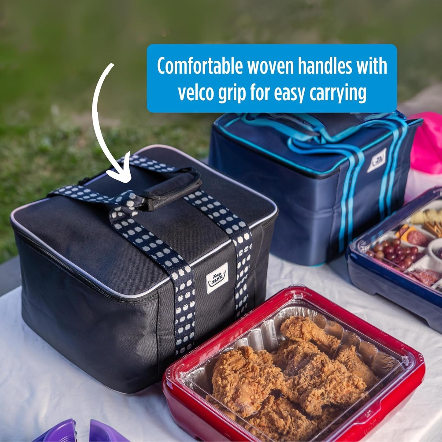Fancy Panz Insulated Casserole Carrier Bag - Pink Thermal Food Transport Bag for Hot & Cold Dishes - Holds 2 Portable Insulated Bag for Potlucks, Parties, Tailgates & Entertaining