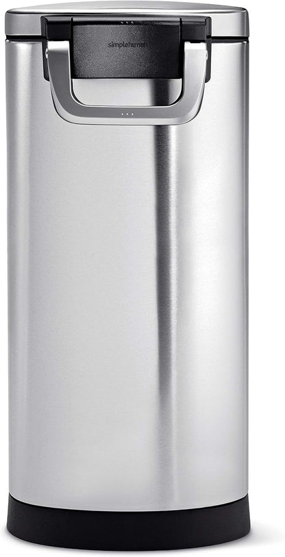 simplehuman 25 Liter, 27 lb / 12.2 kg Medium Pet Food Storage Container for Dog Food, Cat Food, and Bird Feed, Alloy Steel, Matte Black