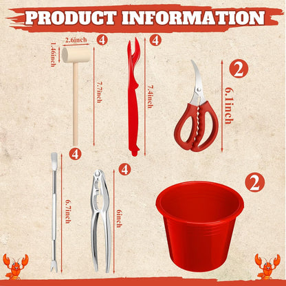 Seafood Boil Party Supplies Crab Crackers and Tools Set