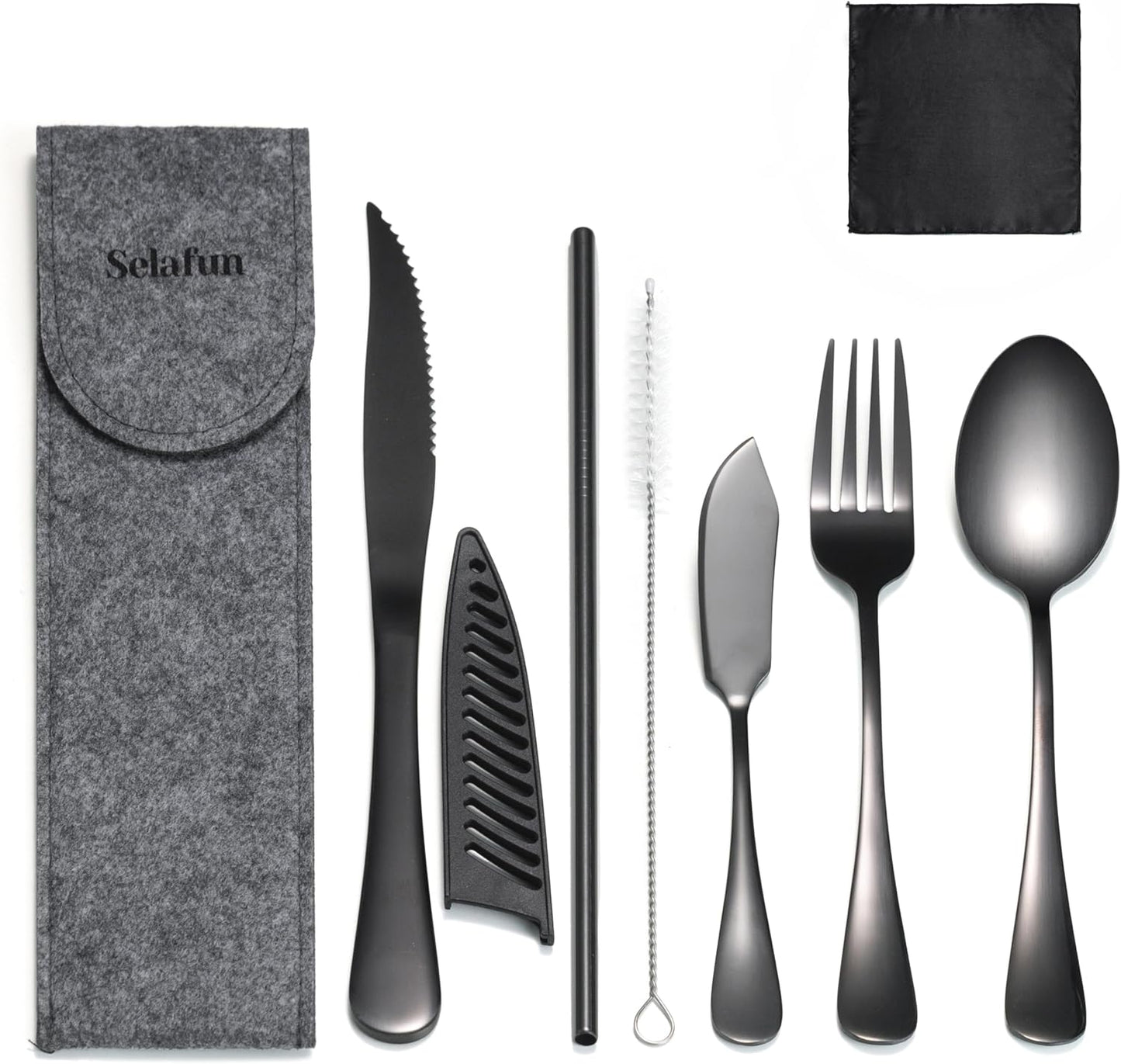 Camping Cutlery Set: Premium Portable Silverware Set with Case for Lunch Box, Travel, and Work Durable, Eco-Friendly, and Compact Utensils Including Fork, Spoon, and Knife for Adults on the Go