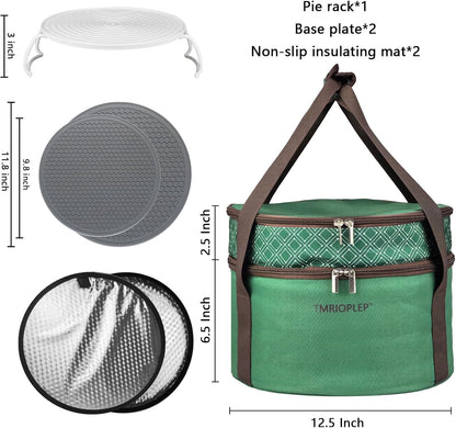 Pie Carrier With A Lid And Handle, With A Hard Edge That Won'T Collapse, Round Insulated Casserole Carrier,It Is Suitable For The Safe Transportation Of Cold And Hot Food (Red)