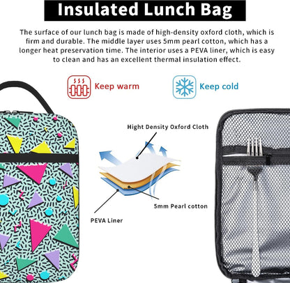 Dinosaur Volcano Insulated Lunch Bag for Women & Men, Reusable Leak-Proof Lunch Box with Cooler Compartment, Lunch Tote for Adults Work Travel Picnic Durable & Washable