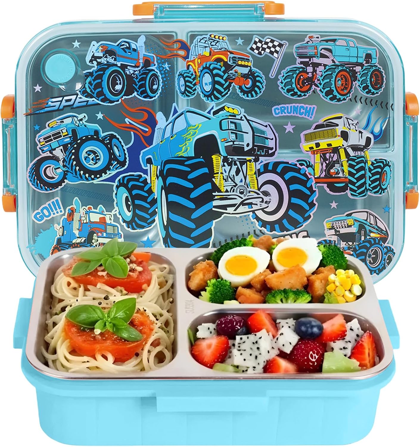 Stainless Steel Bento Lunch Box for Kids, 800ml/27oz BPA-Free Leak-Proof Food Containers with 3 Compartments, Freezer & Dishwasher Safe, Back to School Students Lunches Size for Ages 3-7