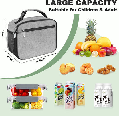 Kids Lunch Box for Boys Girls Lunch Bag Insulated Durable Lunchbox Children Lunch Tote Bag for School Black
