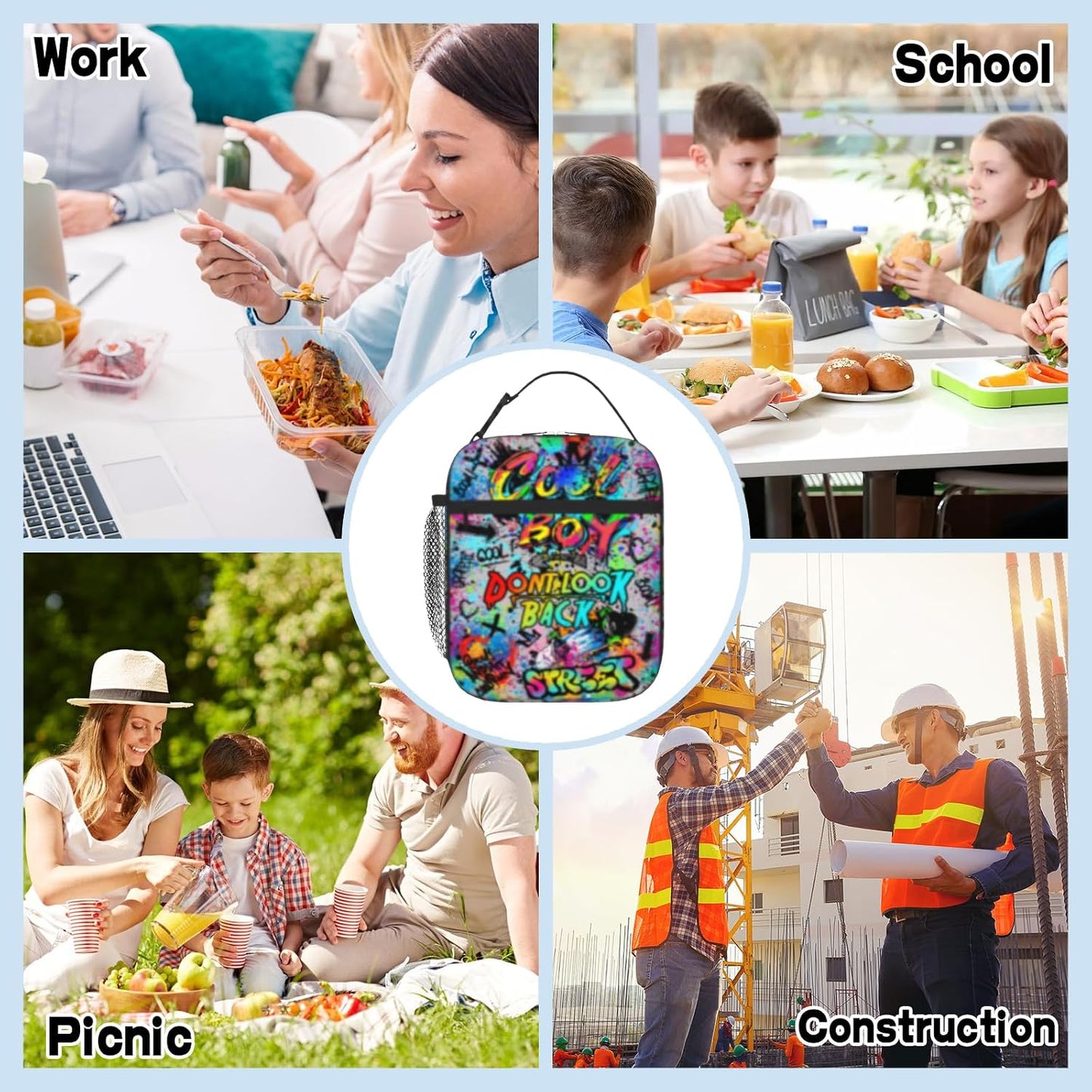 Boys Lunch Box for School Insulated Football Lunch Bag for Kid Boys Girls Teen Bento Boxes to School Office Picnic Travel Hiking Lunchbag Waterproof Leakproof with Adjustable Shoulder Strap