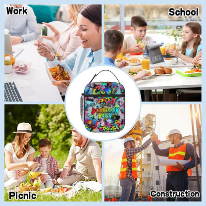 Boys Lunch Box for School Insulated Football Lunch Bag for Kid Boys Girls Teen Bento Boxes to School Office Picnic Travel Hiking Lunchbag Waterproof Leakproof with Adjustable Shoulder Strap