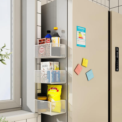Magnetic Basket Organizer Holder for Fridge Magnetic Storage Bin Box Containers for Refrigerator Whiteboard Classroom (Large, Black)