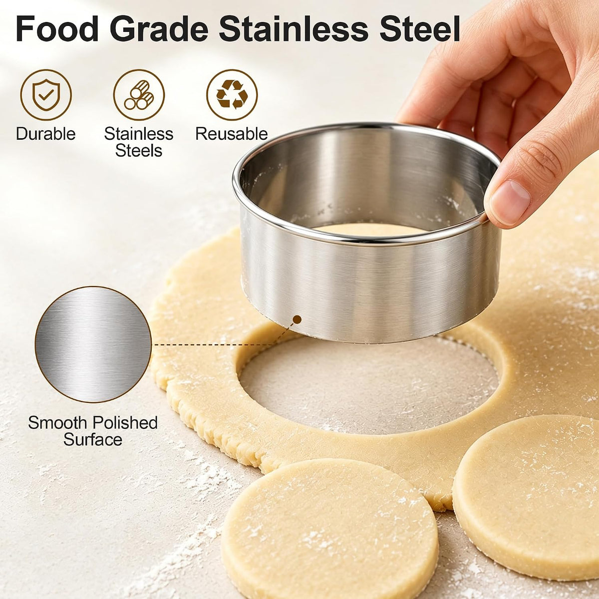 HOOMIL 12 Pcs Round Cookie Cutters, 1 to 4.5 Inch Graduated Set